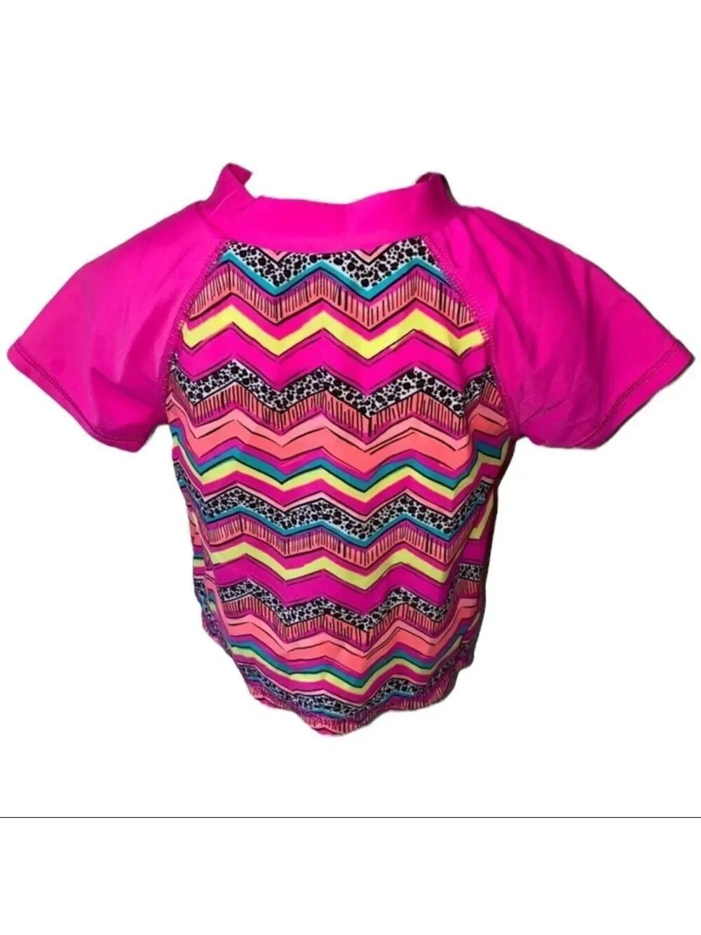 Joe Boxer Girl’s Size 3T Pink Geometric Swim Rash Guard Top